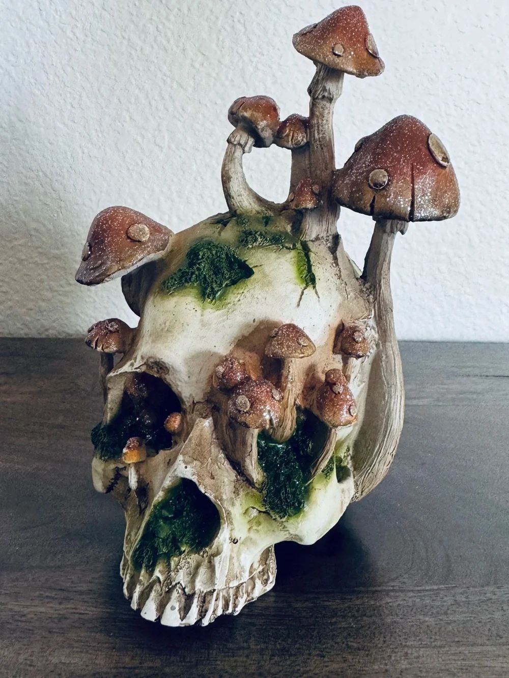 Mushroom Skull Glittery Whimsical Halloween Forest Decor